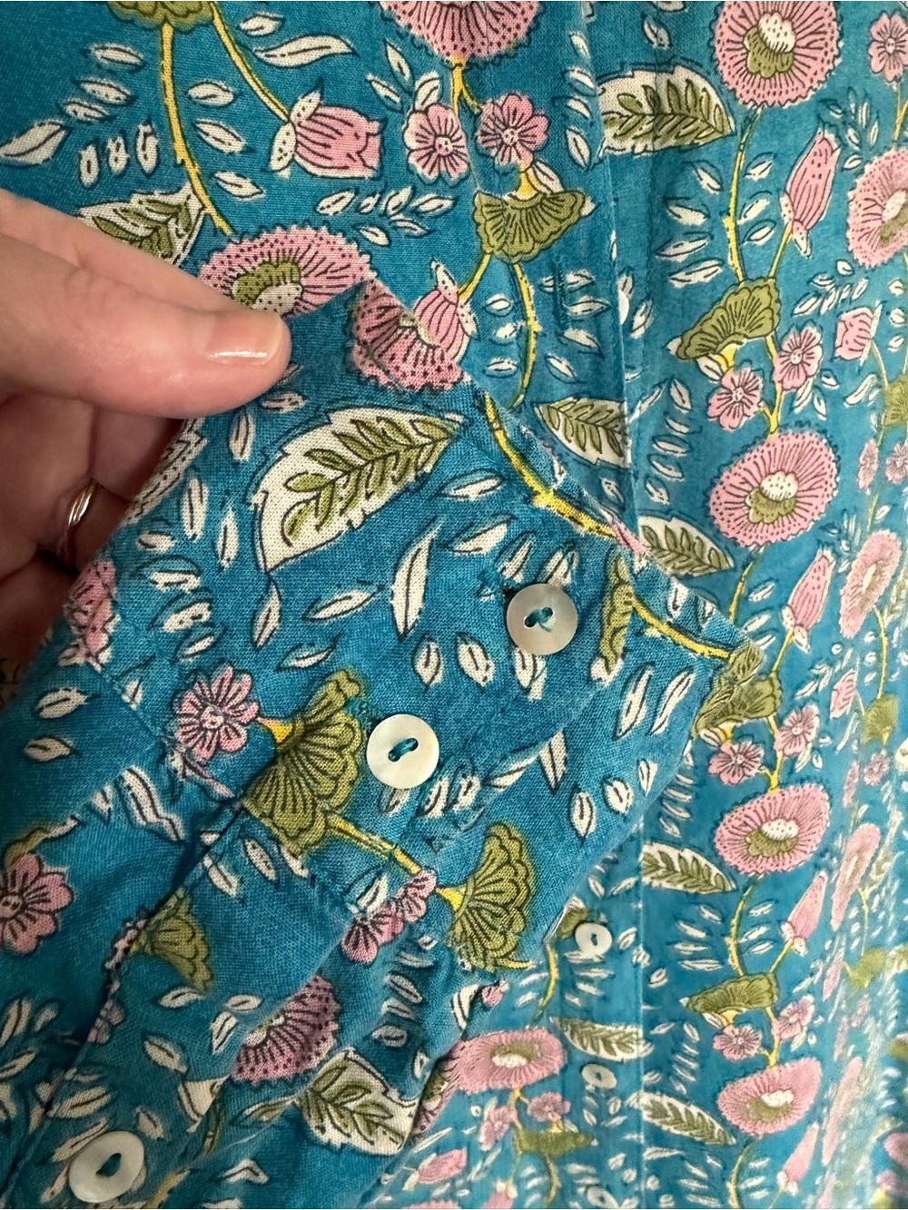 NATURAL LIFE Teal Floral Button-Up Shirtdress - Picture 4 of 6